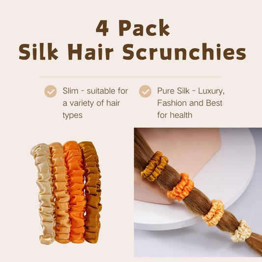4 Pack Mini Silk Scrunchies - Noble Luxury