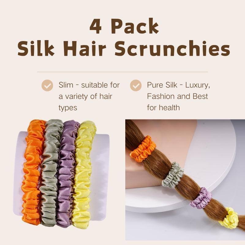 4 Pack Mini Silk Hair Ties - Colorful 