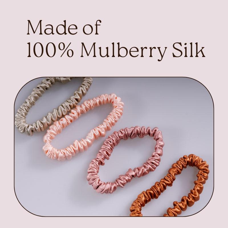 Silk skinny scrunchies - 4 Pack - Honey