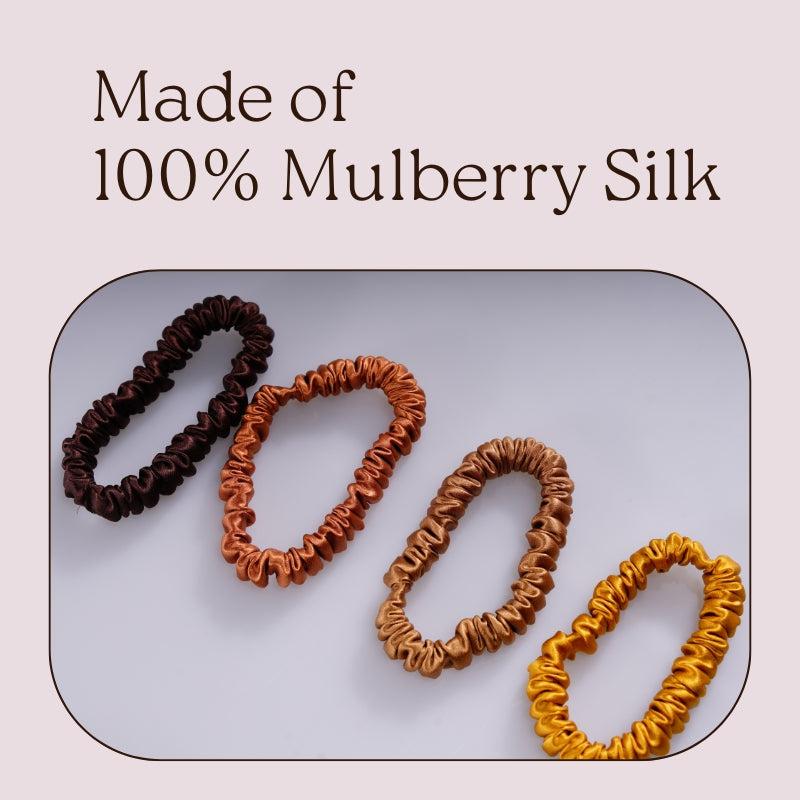 Mini silk scrunchies Gold Autumn - 4 Pack 