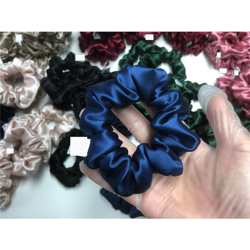 Navy Blue silk scrunchies medium