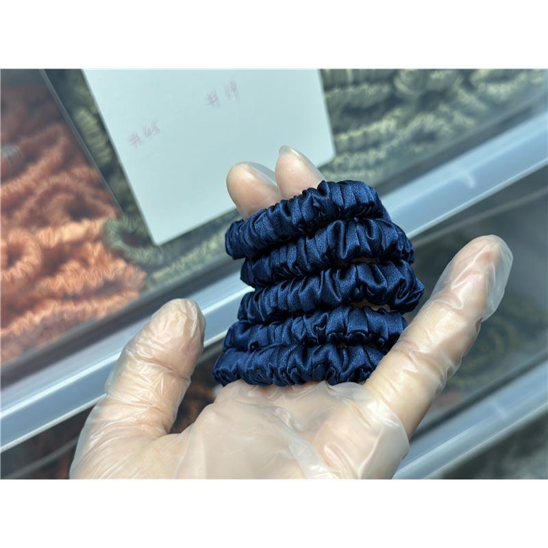 Navy Blue silk scrunchies mini