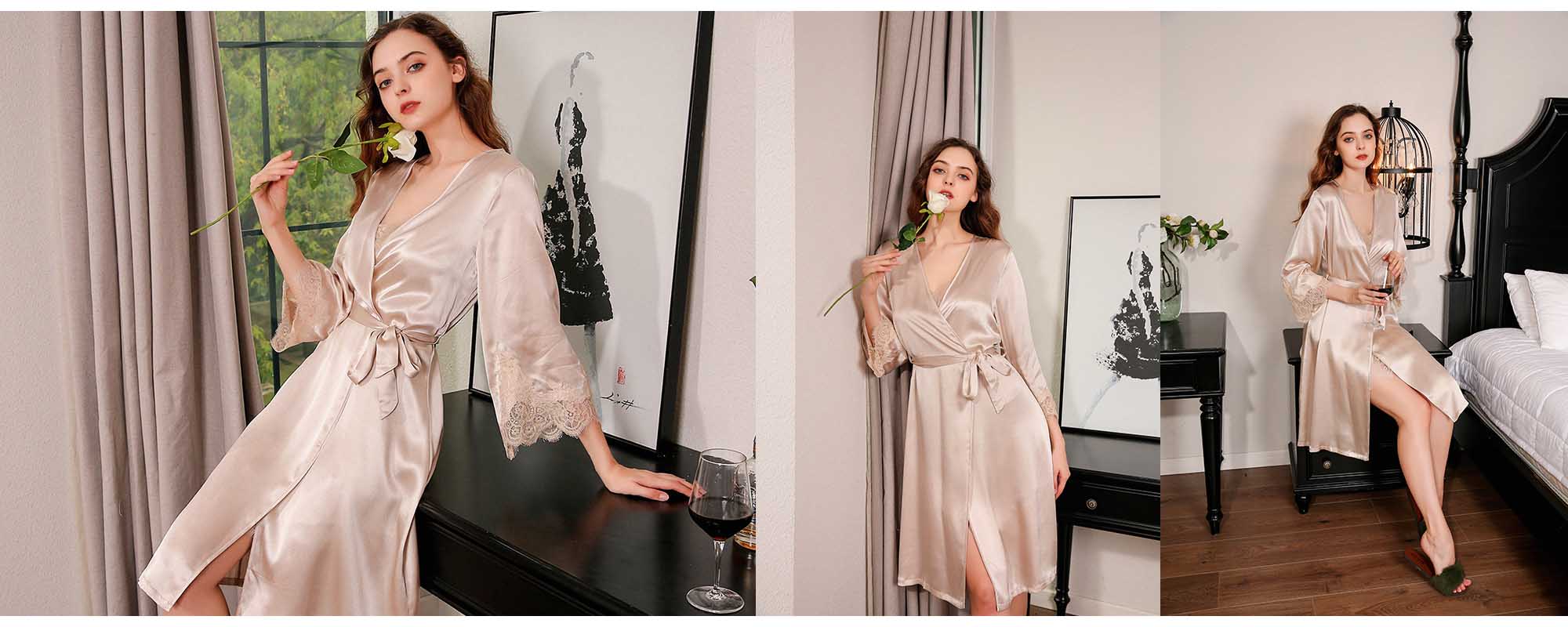 Silk Nightdress and Robe set 16 Momme - custom and wholesale