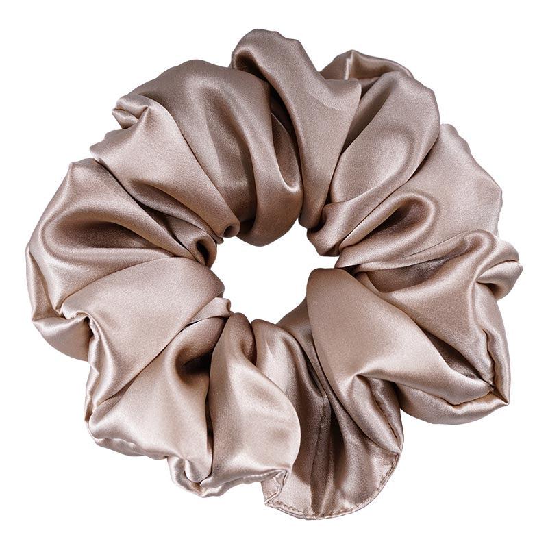 Oversized Silk Scrunchie Fluffy - Taupe