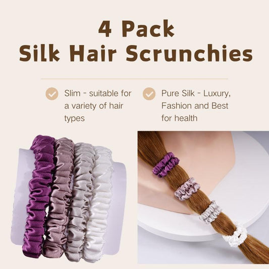 4 Pack Mini Silk Scrunchies - Gentle