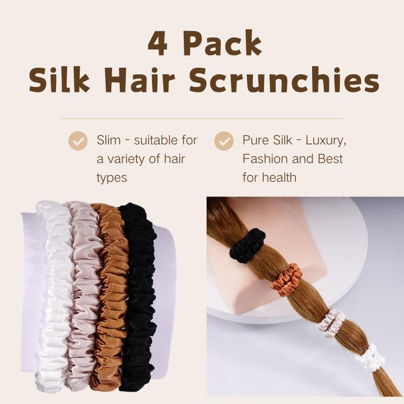 4 Pack Mini Silk Scrunchies - Comfort
