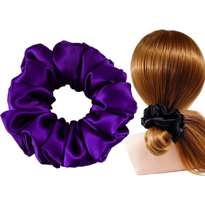 Large Silk Scrunchies Fluffy - Royal Purple