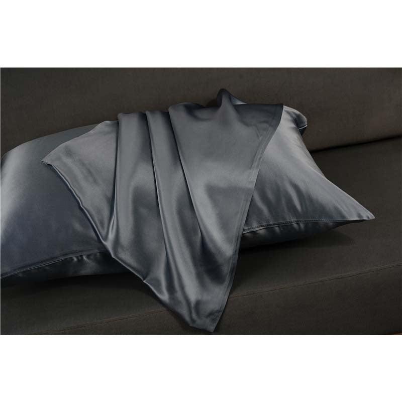 19 Momme silk pillowcase - Queen - Hidden Zip - Grey Blue