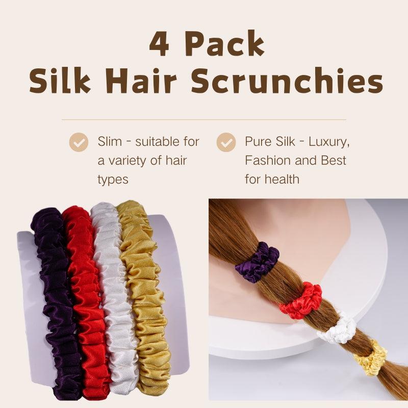 4 Pack Skinny Silk Scrunchies - Dazzling 