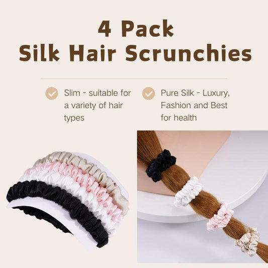 4 Pack Skinny silk scrunchies - Classics 