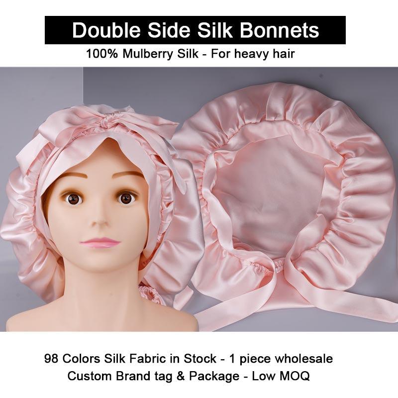 Adjustable silk bonnets double side for heavy hair