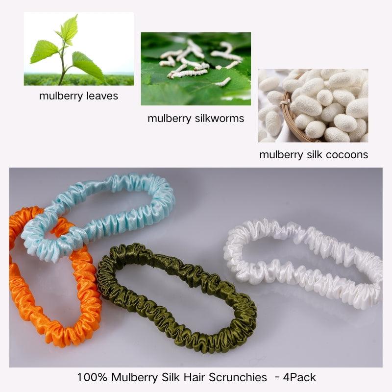 4 Pack Skinny Silk Hair Ties - Premium 