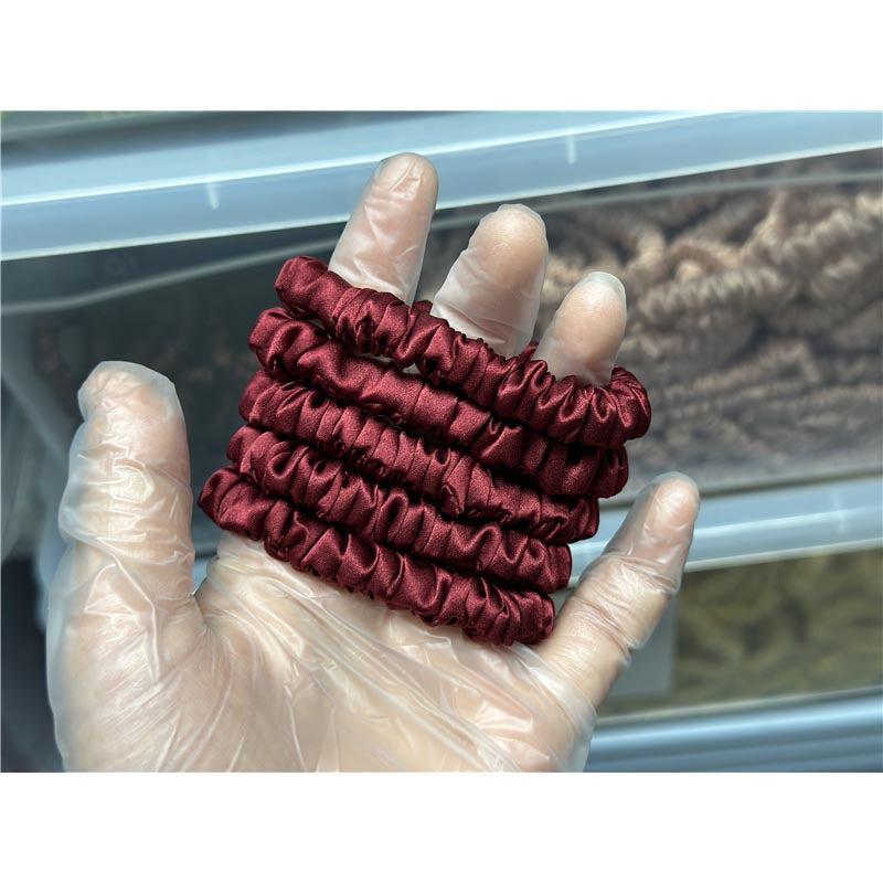 Darkish Red silk scrunchies mini