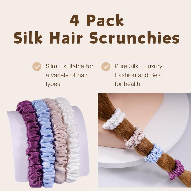 4 Pack Mini Silk Hair Ties - Simple