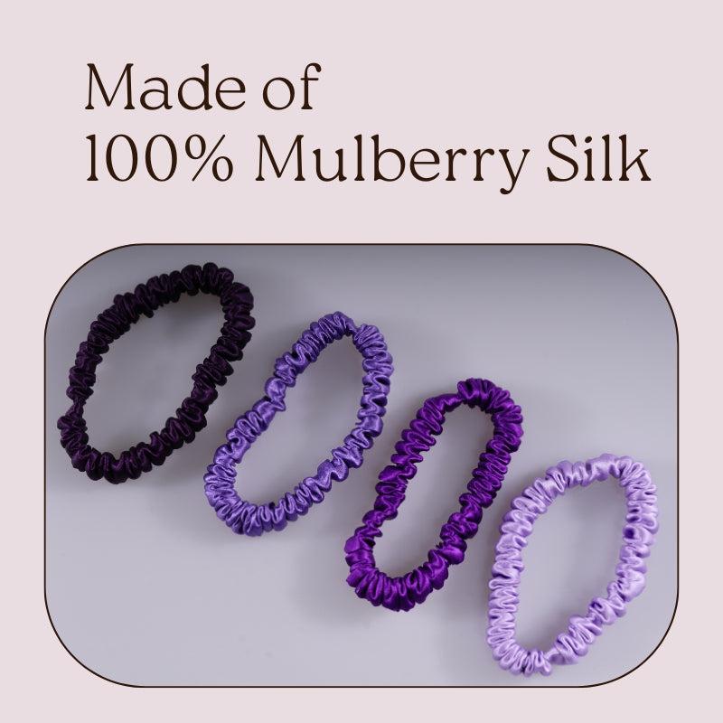 Silk skinny scrunchies - 4 Pack - Lavender 
