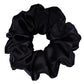 Oversized Fluffy Silk Scrunchies - Black