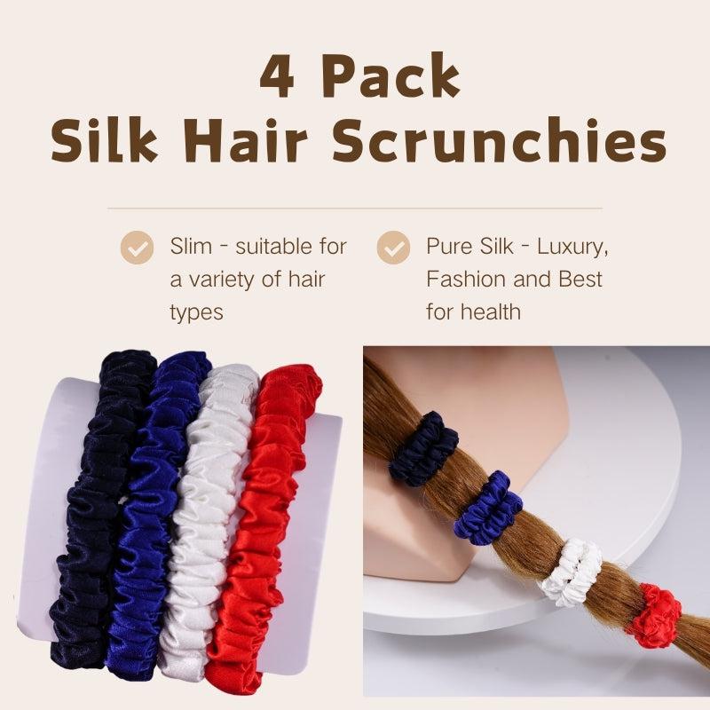 4 Pack Mini Silk Hair Ties - Vividly