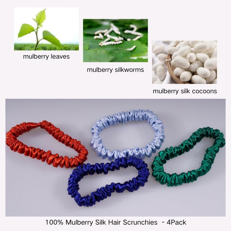 4 Pack Skinny Silk Hair Ties - Vigour