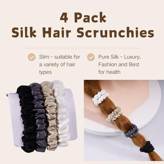 4 Pack Mini Silk Hair Ties - All Match