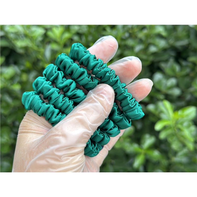 Christmas green silk scrunchies mini