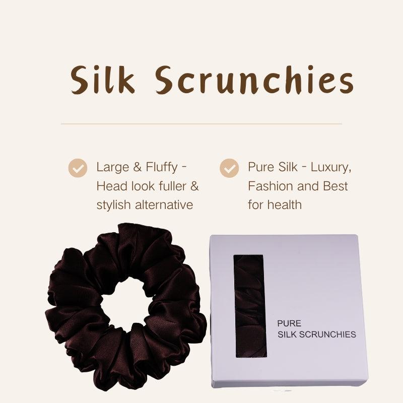 Silk Large Scrunchies Fluffy - Brown