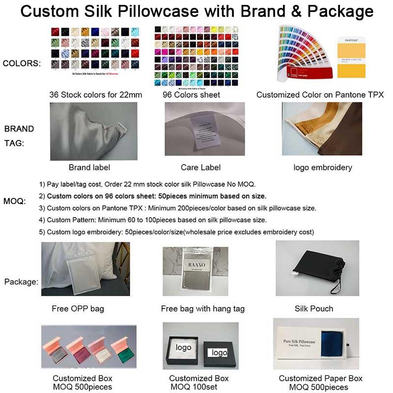 22 Momme Silk Pillowcase - Hidden zip - Standard size - custom and wholesale
