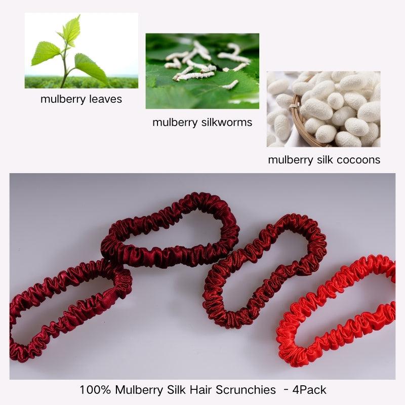 Silk skinny scrunchies - 4 Pack - Red
