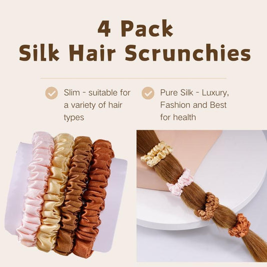 4 Pack Mini Silk Hair Ties - Lively 