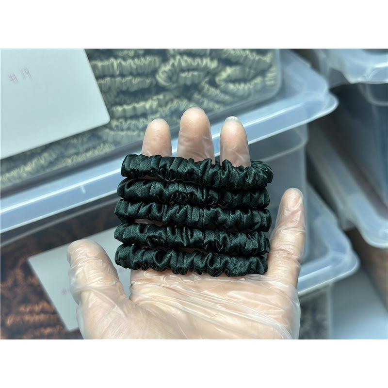 Deep green silk scrunchies mini
