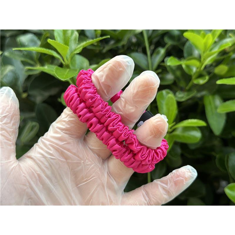 Rose Carmine silk scrunchies mini