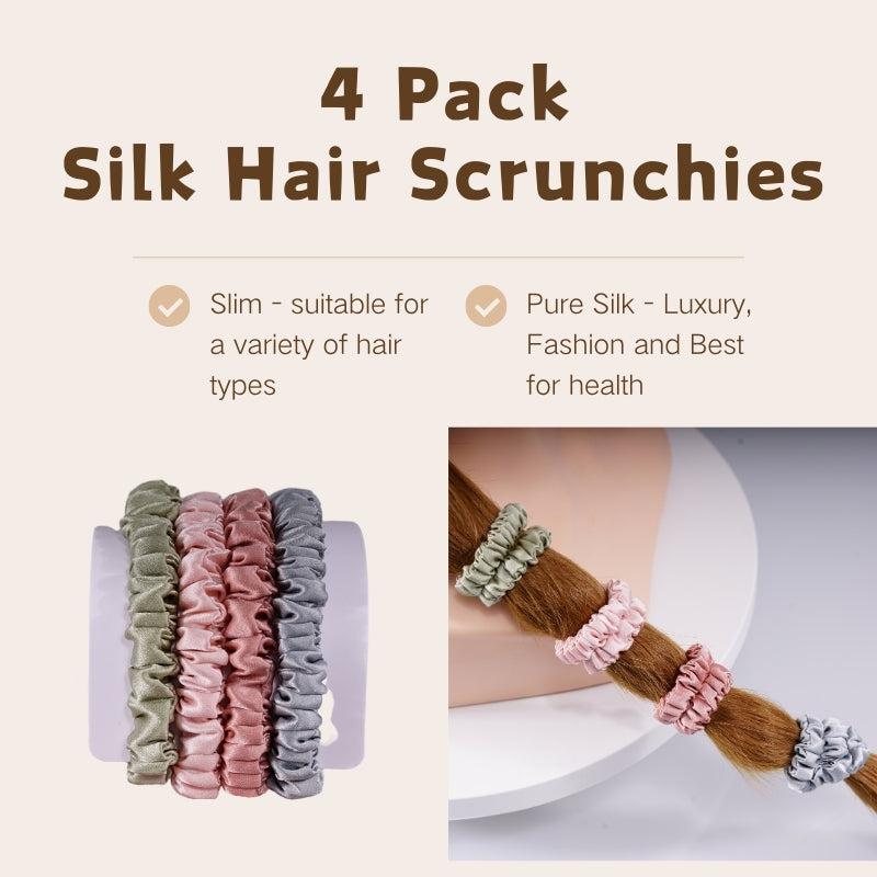 4 Pack Skinny Silk Scrunchies - Moderate 