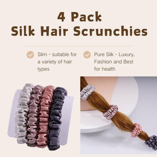 Silk skinny scrunchies - 4 Pack - Warmth 