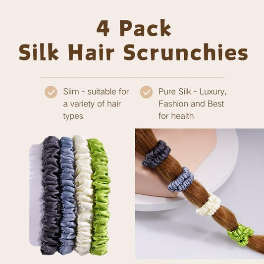Skinny Silk Scrunchies Luxuriant Foliage - 4 Pack