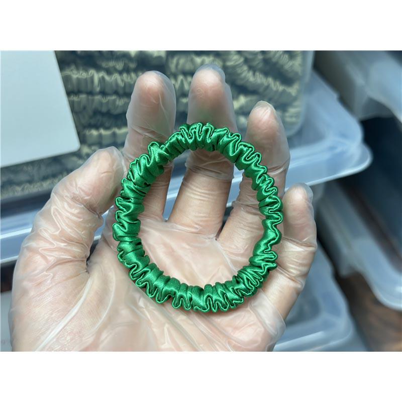 Green silk scrunchies mini