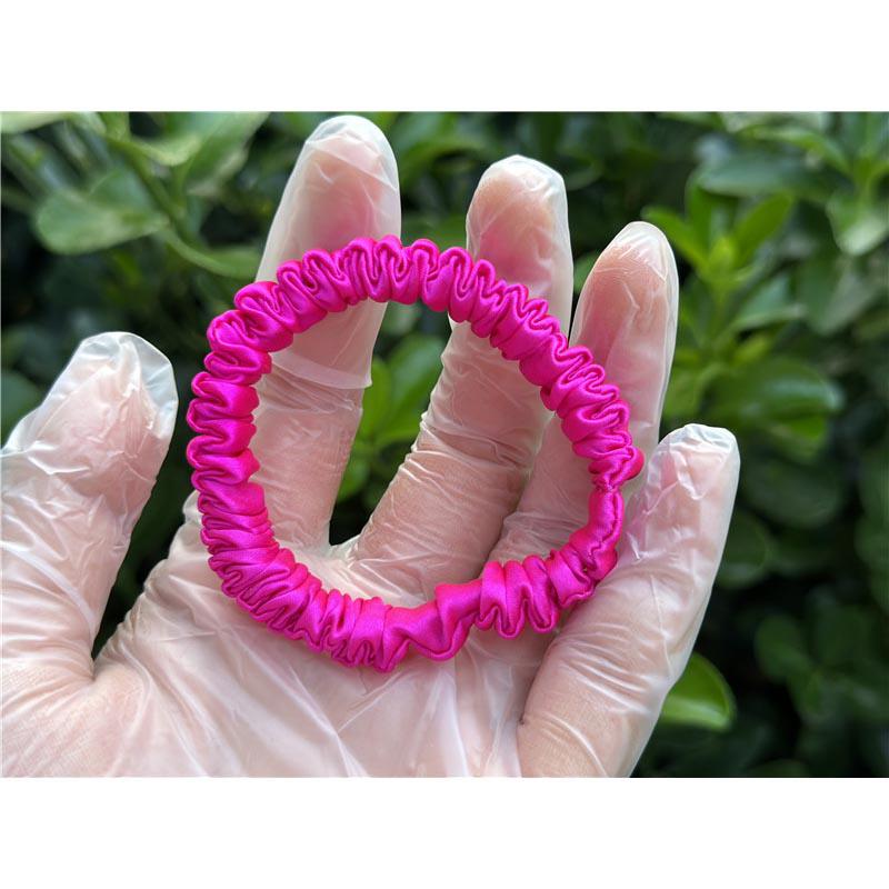 Bright Pink silk scrunchies mini