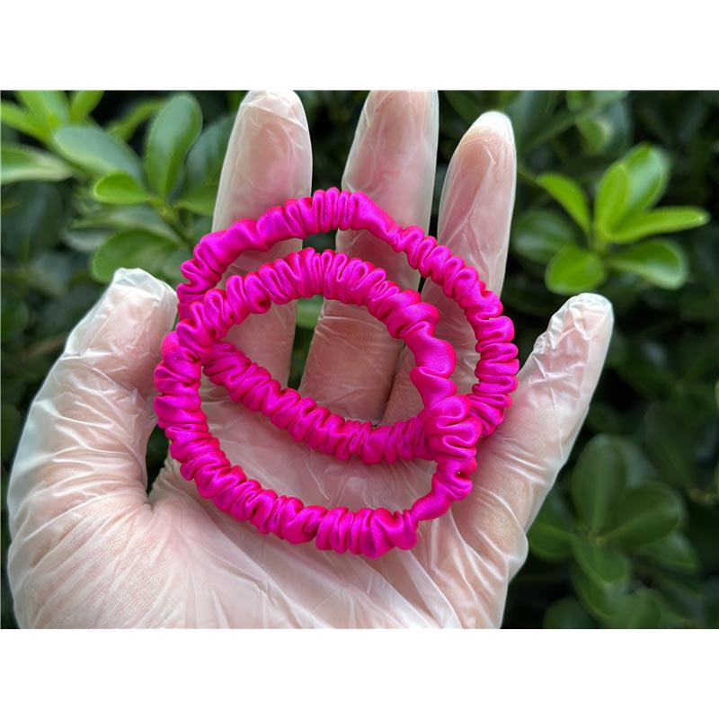 Bright Pink silk scrunchies mini