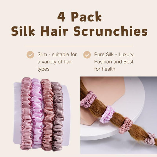 Small silk scrunchies - Castle - 4 Pack