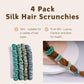 Thin Silk Hair Ties Summer Green - 4 Pack 