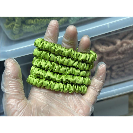 Grass Green silk scrunchies mini