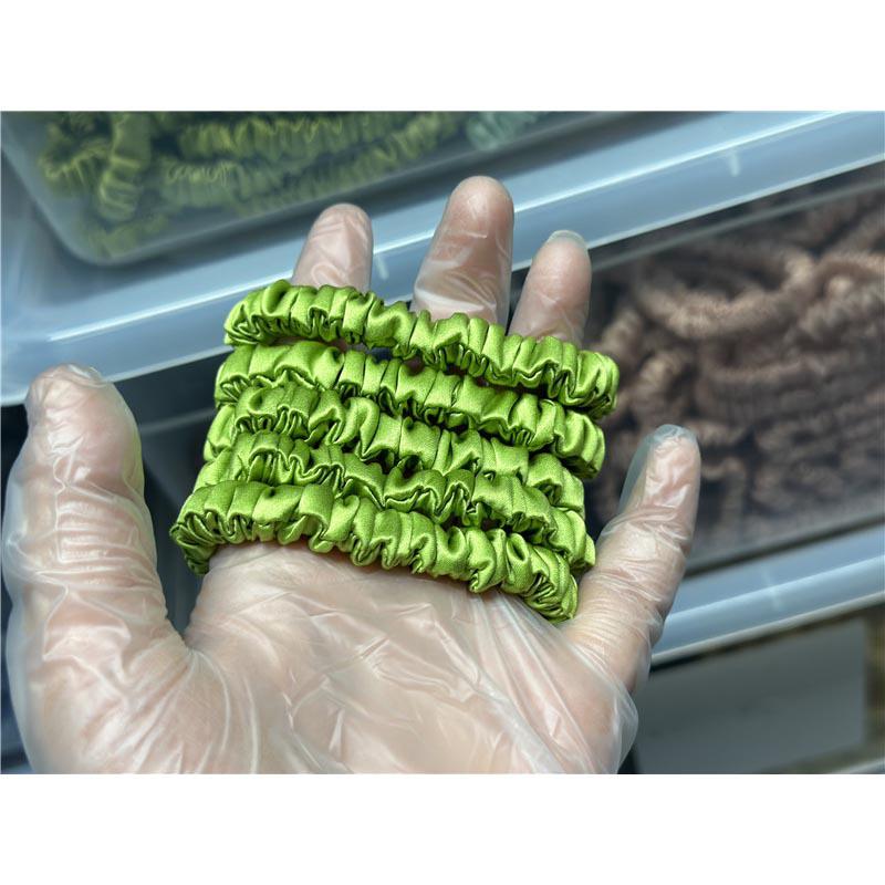 Grass Green silk scrunchies mini