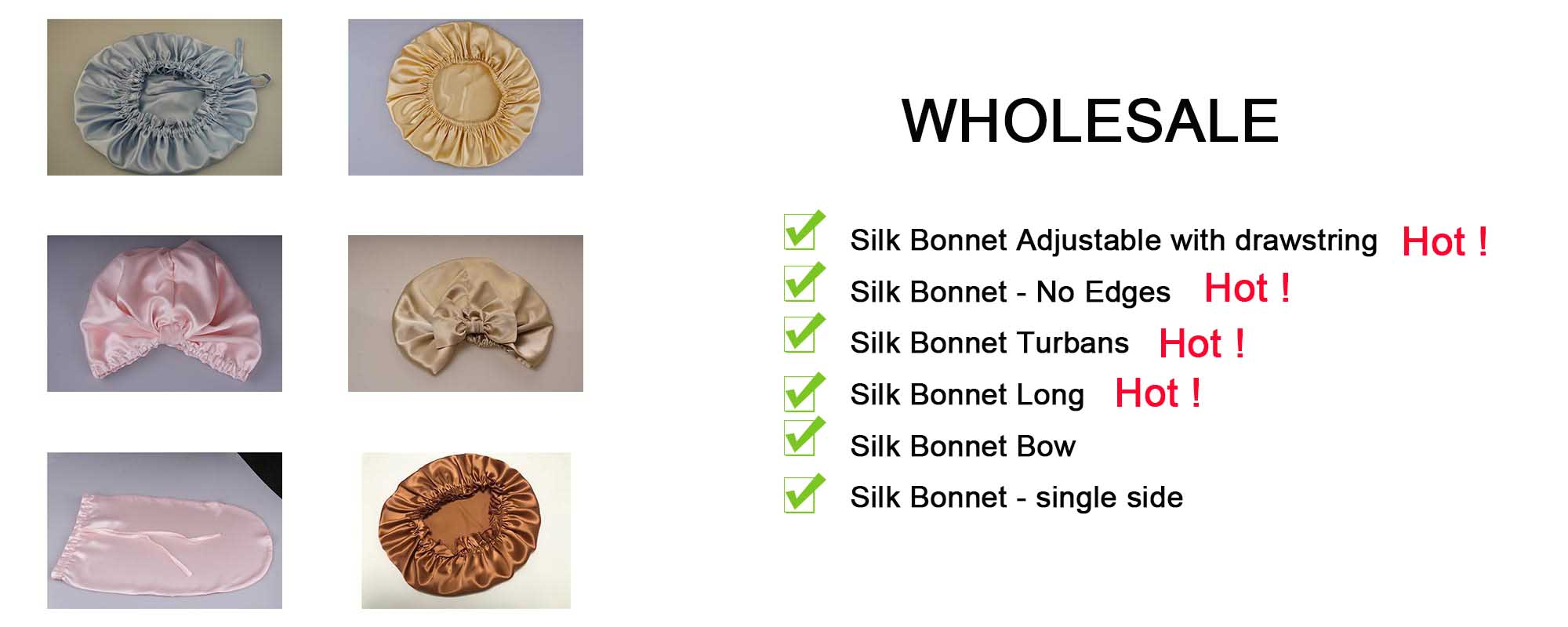 wholesale silk bonnets